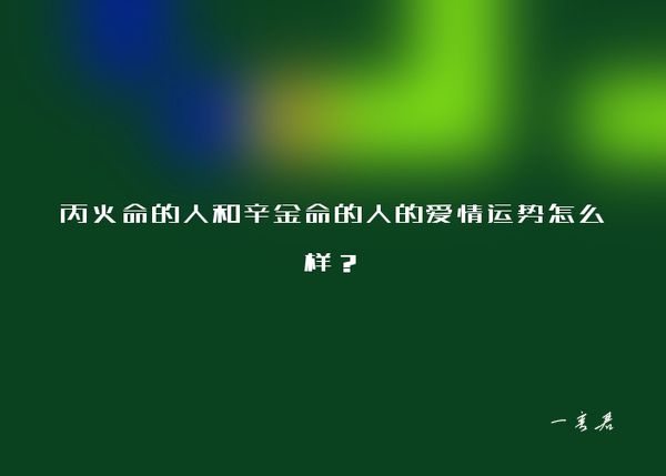 丙火命的人和辛金命的人的爱情运势怎么样？