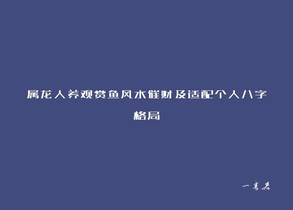 属龙人养观赏鱼风水催财及适配个人八字格局